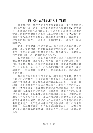 读什么叫执行力有感