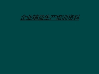 企业精益生产培训资料