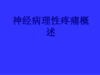神经病理性疼痛概述优质课件