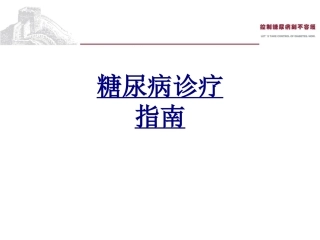 糖尿病诊疗指南优质课件