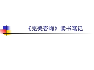 完美咨询读书笔记