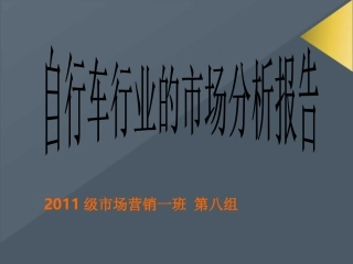 自行车行业的市场分析报告