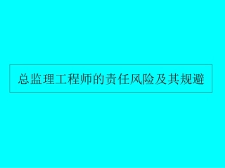 总监理工程师的责任风险及其规避
