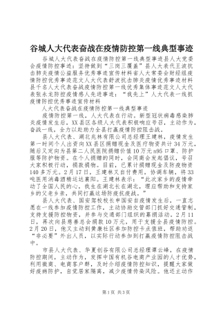 谷城人大代表奋战在疫情防控第一线典型事迹