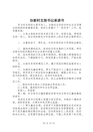 谷新村支部书记承诺书