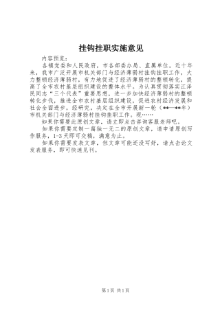 挂钩挂职实施意见