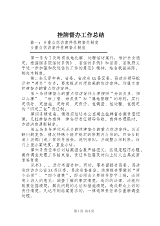 挂牌督办工作总结