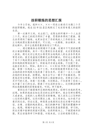 挂职锻炼的思想汇报