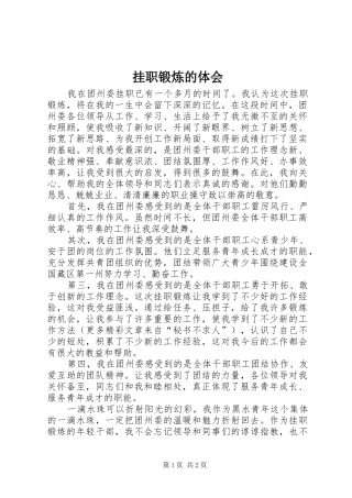 挂职锻炼的体会
