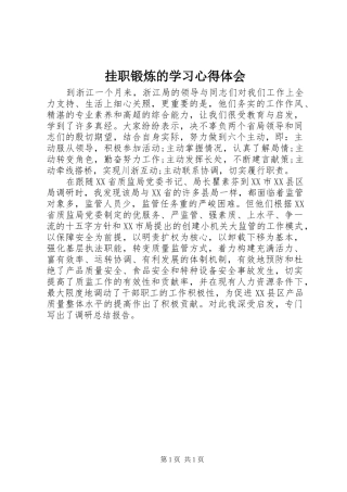 挂职锻炼的学习心得体会