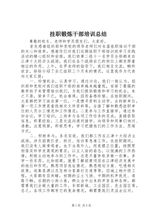 挂职锻炼干部培训总结