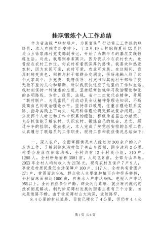 挂职锻炼个人工作总结