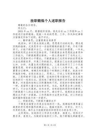 挂职锻炼个人述职报告