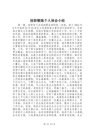 挂职锻炼个人体会小结