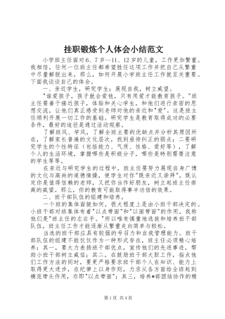 挂职锻炼个人体会小结范文