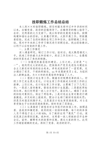 挂职锻炼工作总结总结