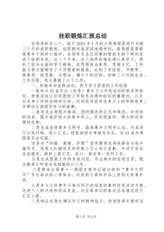 挂职锻炼汇报总结