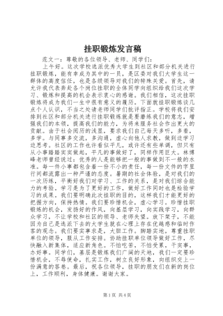 挂职锻炼讲话稿