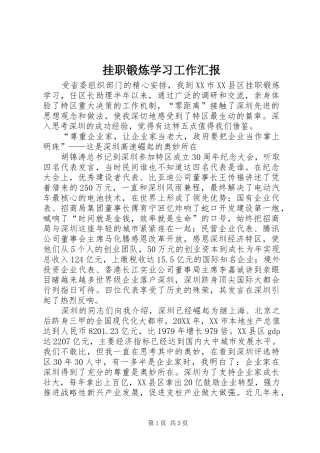 挂职锻炼学习工作汇报