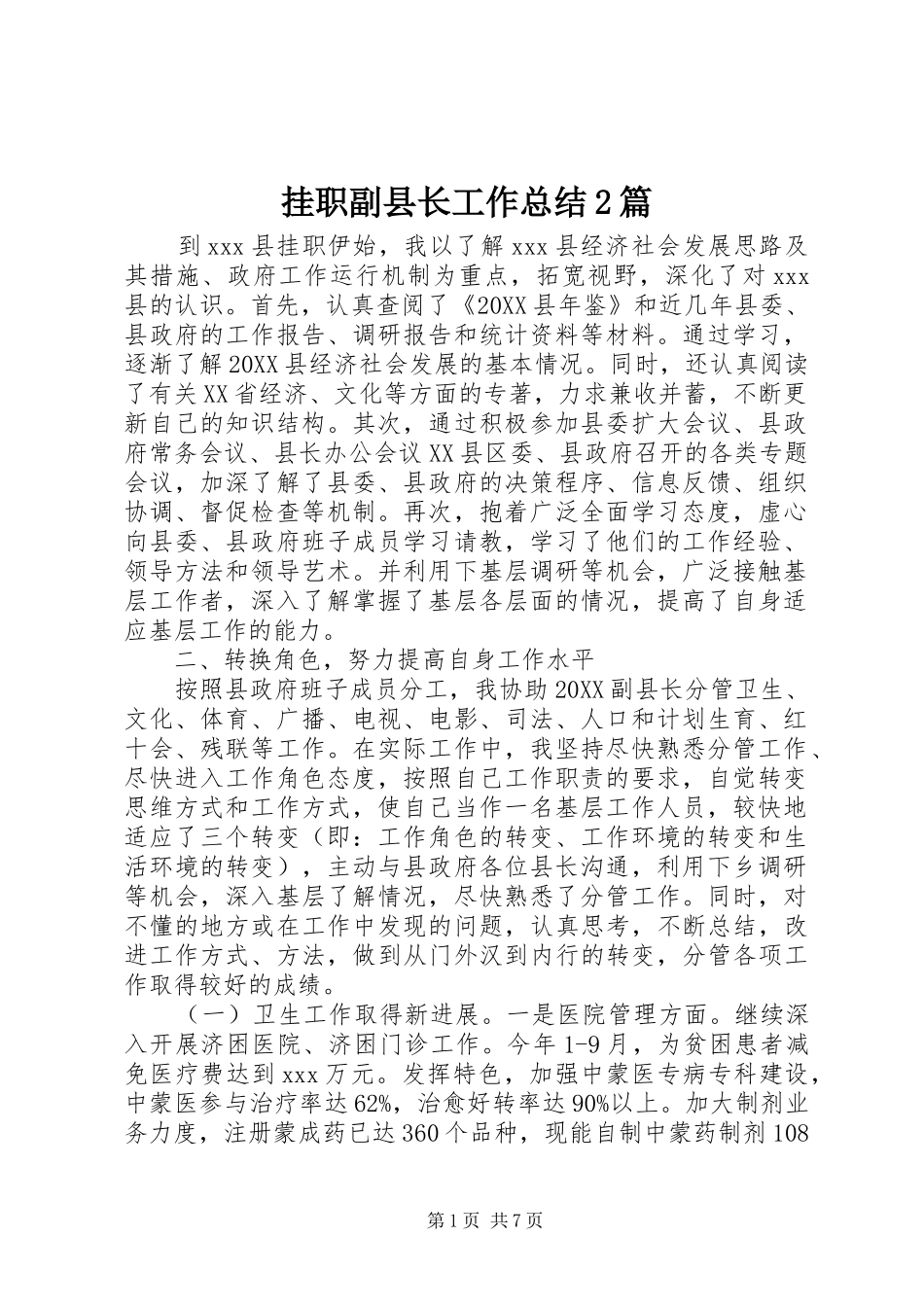 挂职副县长工作总结篇_第1页