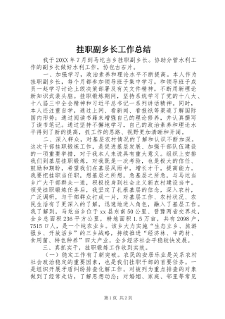 挂职副乡长工作总结