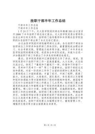 挂职干部半年工作总结