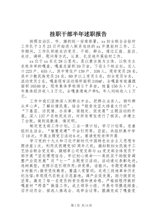 挂职干部半年述职报告