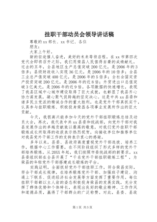 挂职干部动员会领导致辞稿