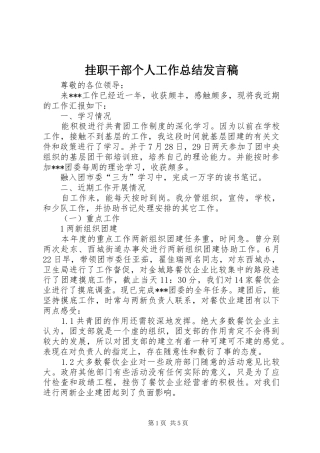 挂职干部个人工作总结讲话稿