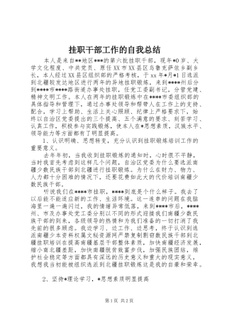 挂职干部工作的自我总结