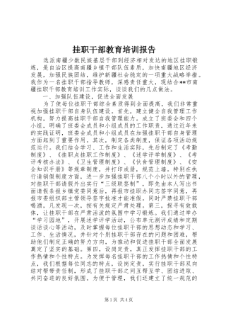 挂职干部教育培训报告