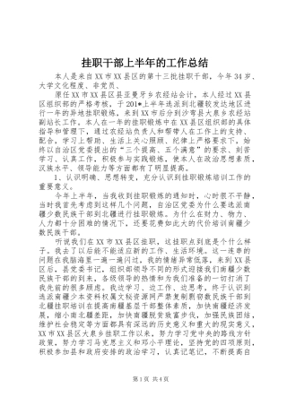 挂职干部上半年的工作总结