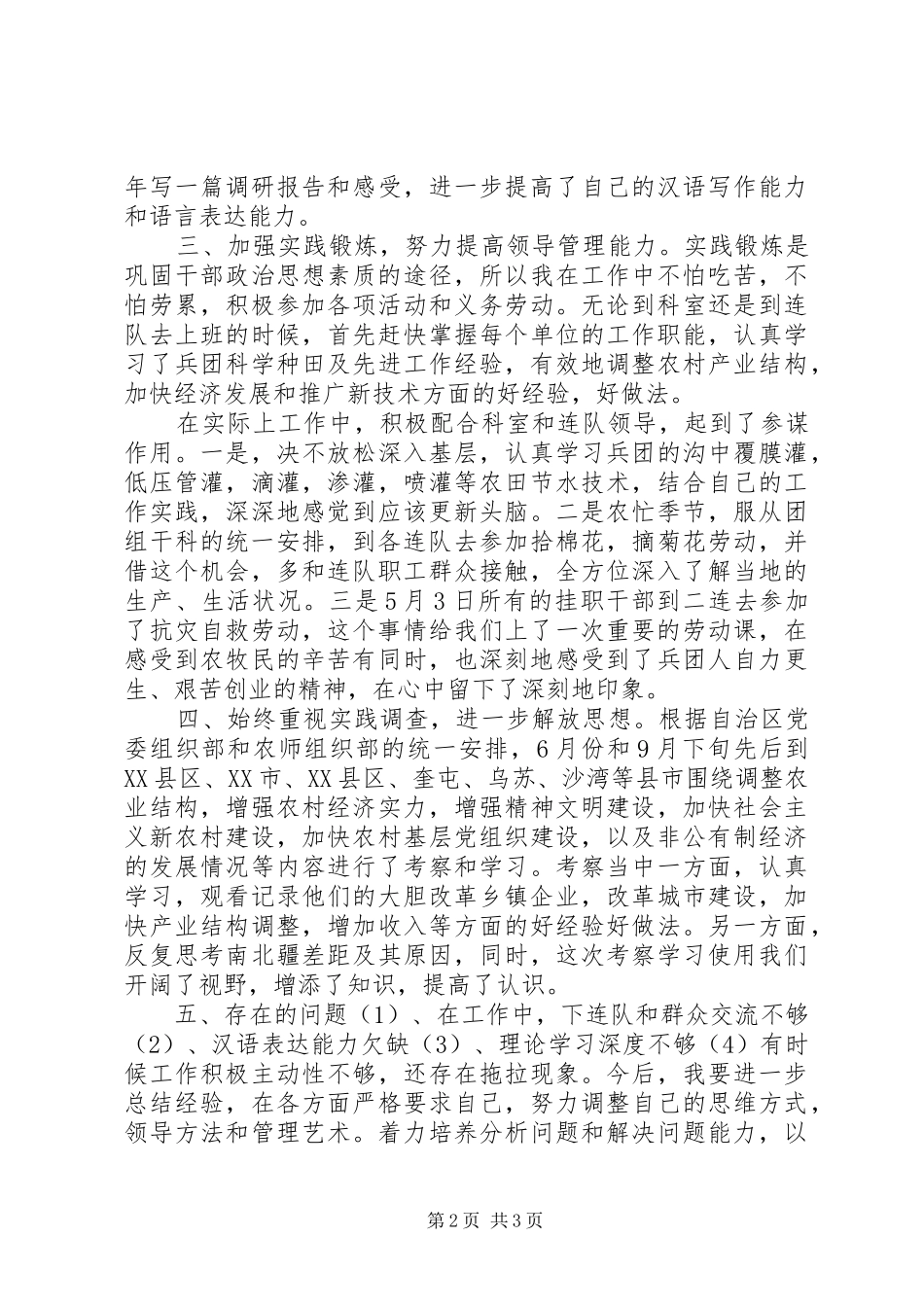 挂职干部下基层锻炼述职报告_第2页