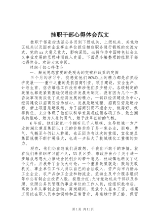 挂职干部心得体会范文