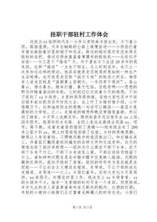 挂职干部驻村工作体会