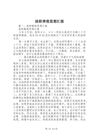 挂职季度思想汇报