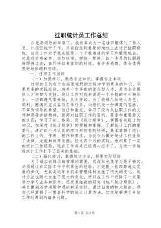 挂职统计员工作总结