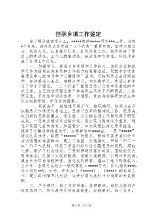 挂职乡填工作鉴定