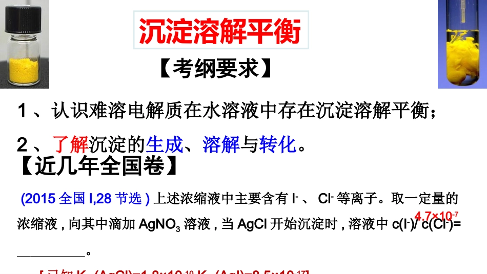 沉淀溶解平衡讲义_第1页