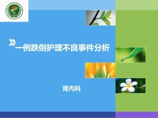 跌倒护理不良事件案列分析肾内科分析