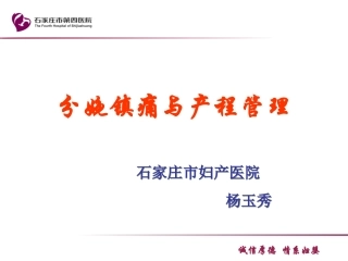 分娩镇痛和产程管理