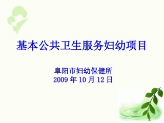 基本公共卫生服务妇幼项目课件