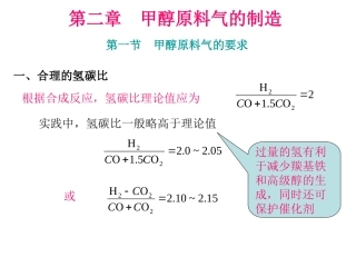 甲醇原料气的要求