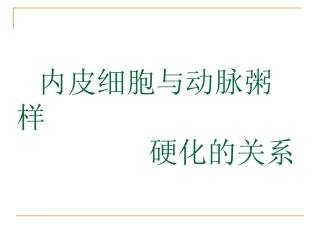 内皮细胞与动脉粥样硬化关系精