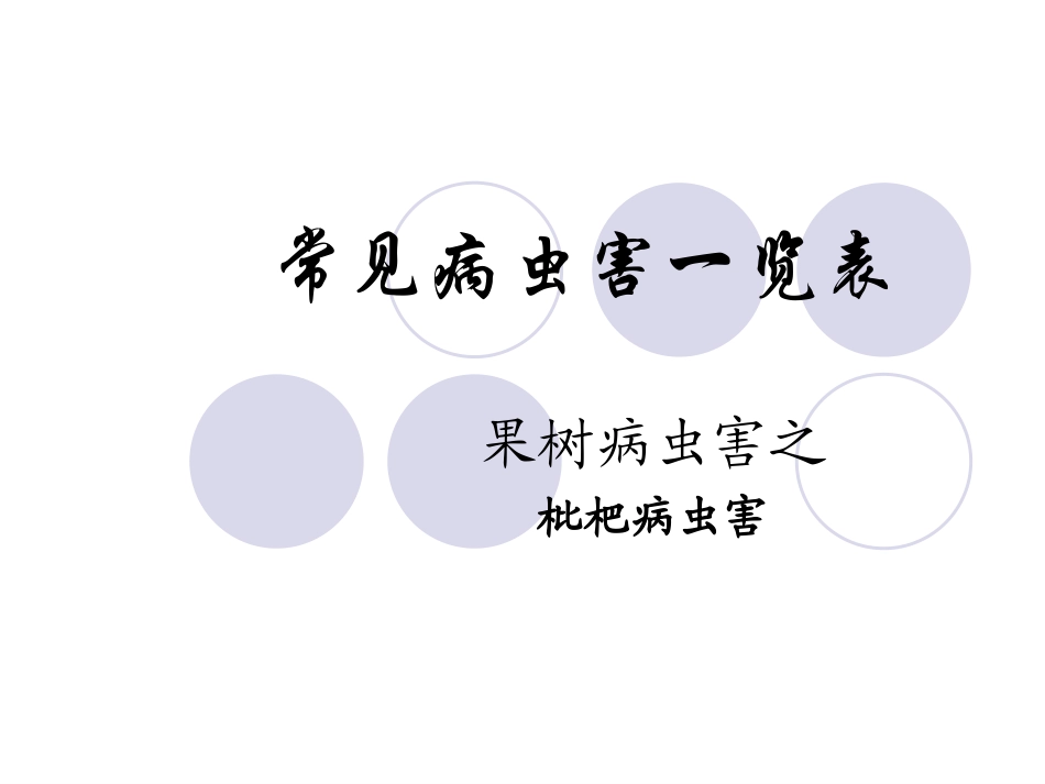 枇杷常见病虫害一览表_第1页