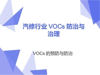 汽修行业VOCs防治和治理