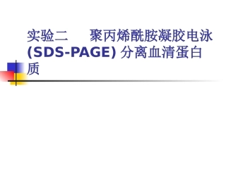 实验二聚丙烯酰胺凝胶电泳SDSPAGE分离血清蛋白质