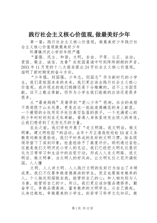 践行社会主义核心价值观做最美好少年