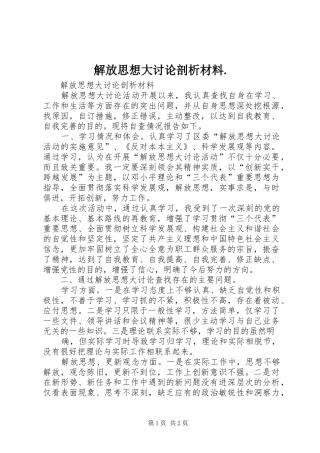 解放思想大讨论剖析材料