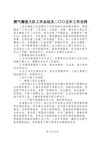 燃气稽查大队工作总结及二五年工作安排